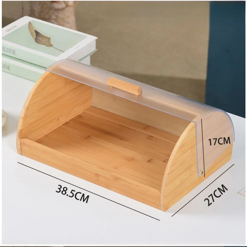 Bamboo Bread Box with Acrylic  - Food Storage Kitchen Cabinet 评论和价格