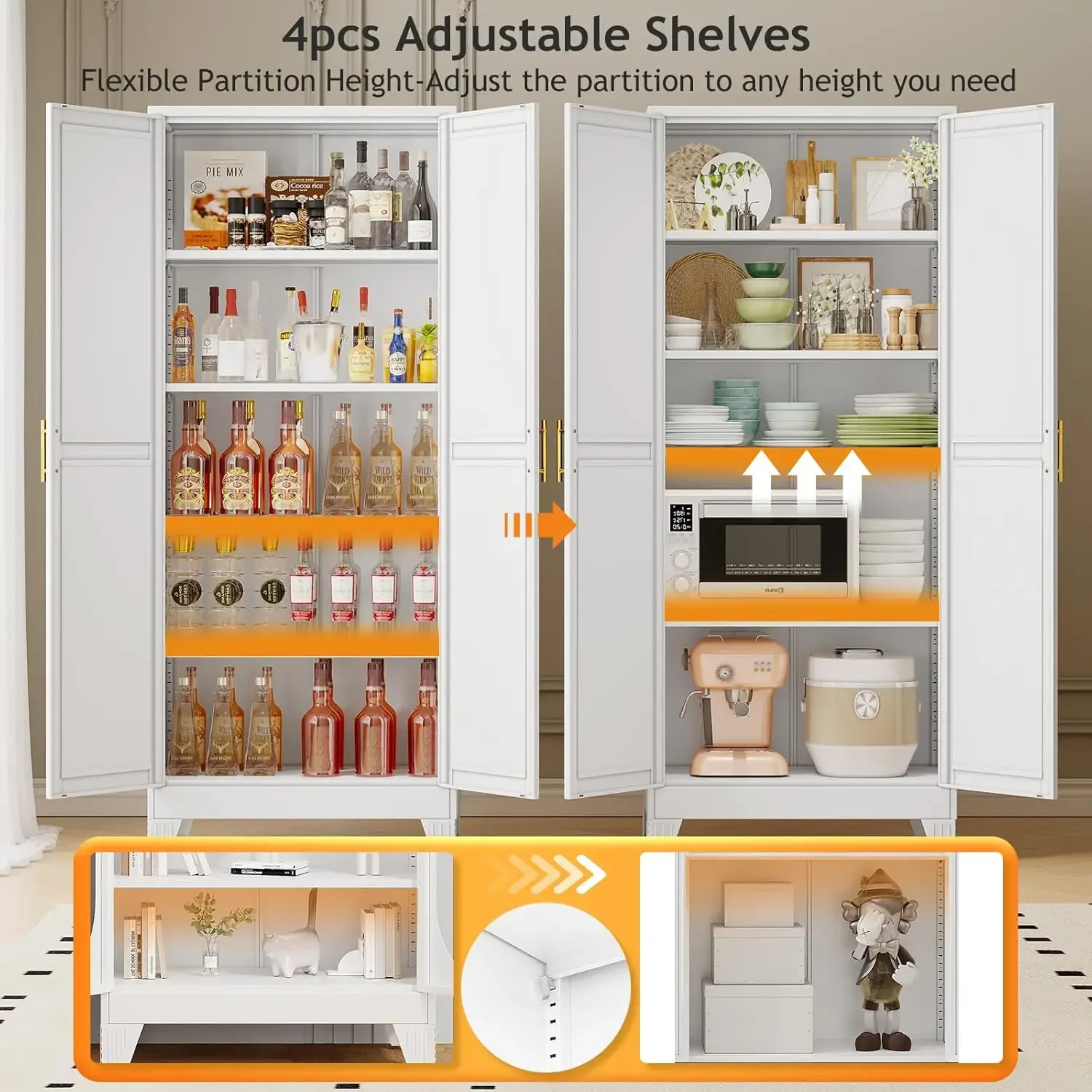 71 Tall Metal Pantry Storage C - Food Storage Kitchen Cabinet 评论和价格