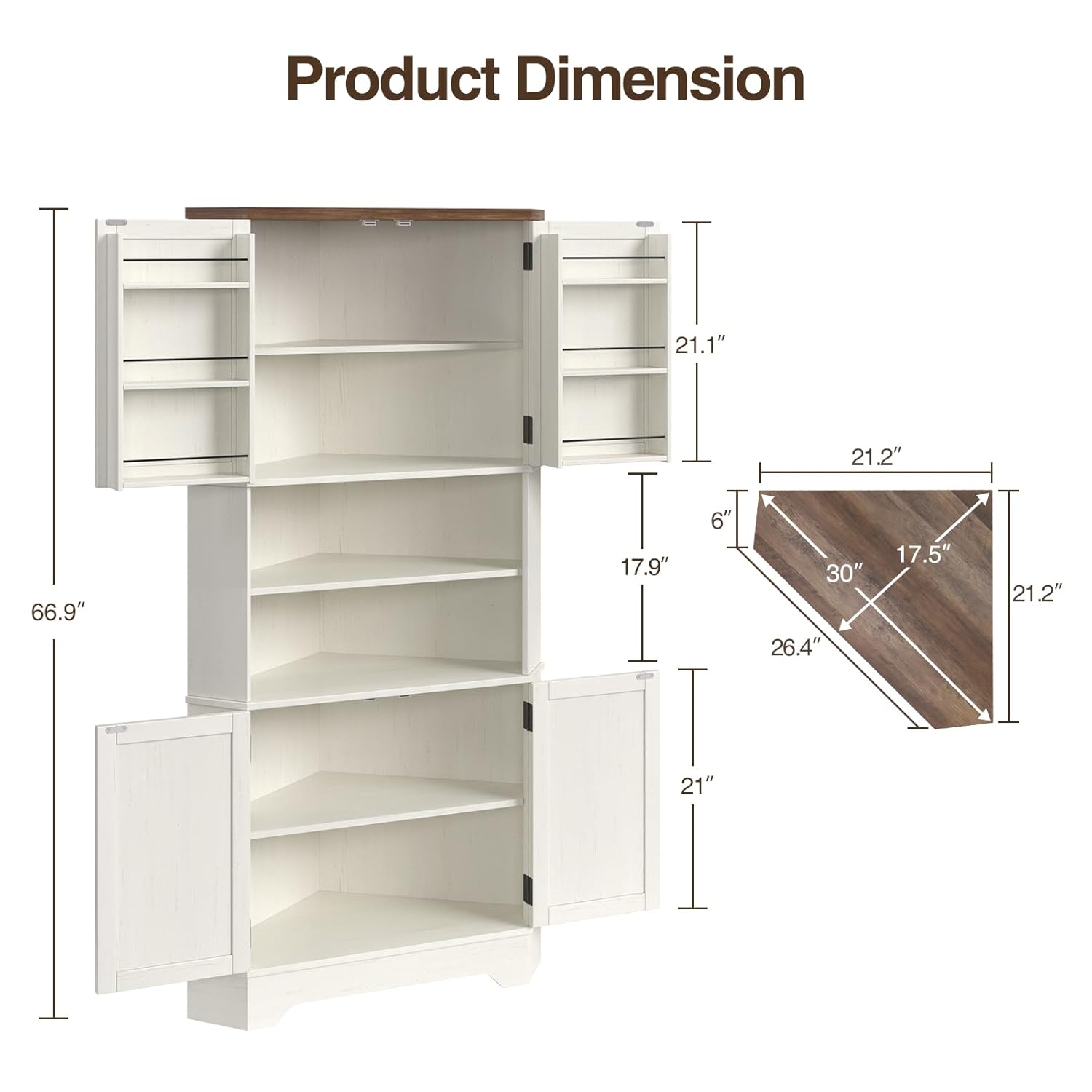 #￥Corner Cabinet, 67''H Kitche - Food Storage Kitchen Cabinet 评论和价格