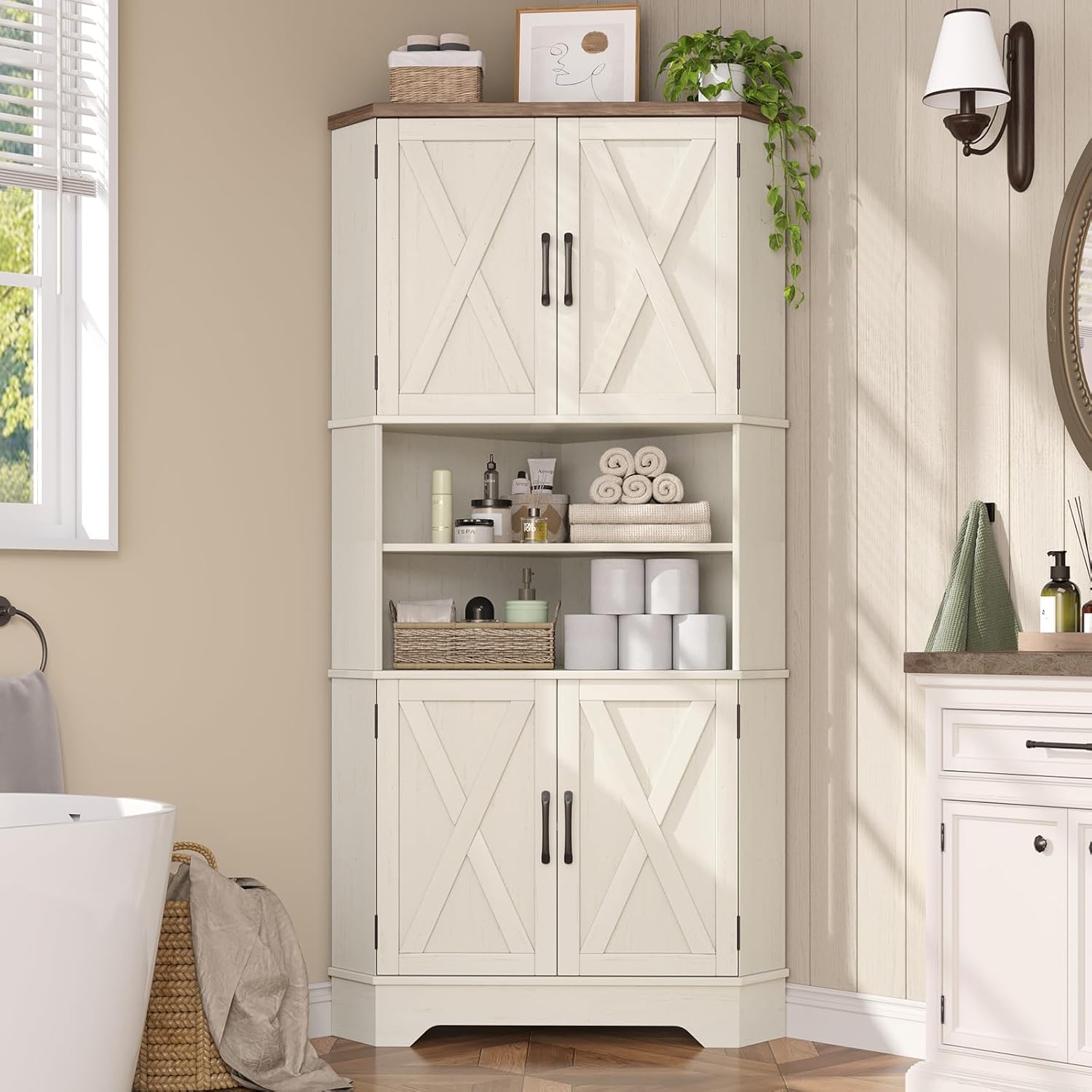 #￥Corner Cabinet, 67''H Kitche - Food Storage Kitchen Cabinet 评论和价格