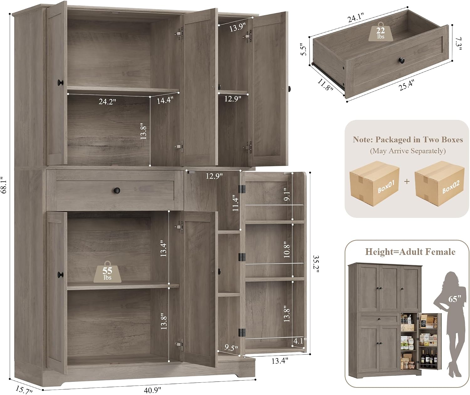 Kitchen Pantry Storage Cabinet - Food Storage Kitchen Cabinet 评论和价格