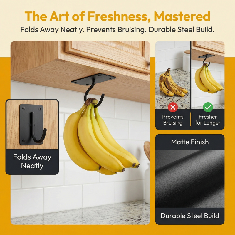 Black Metal Self-Adhesive Bana - Food Storage Kitchen Cabinet 评论和价格