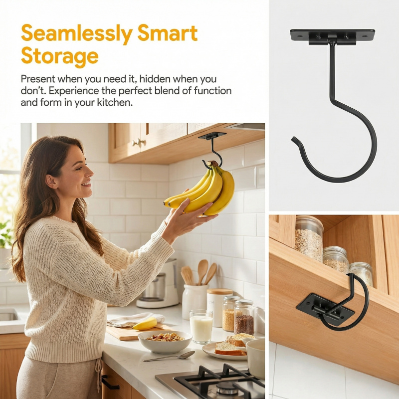 Black Metal Self-Adhesive Bana - Food Storage Kitchen Cabinet 评论和价格