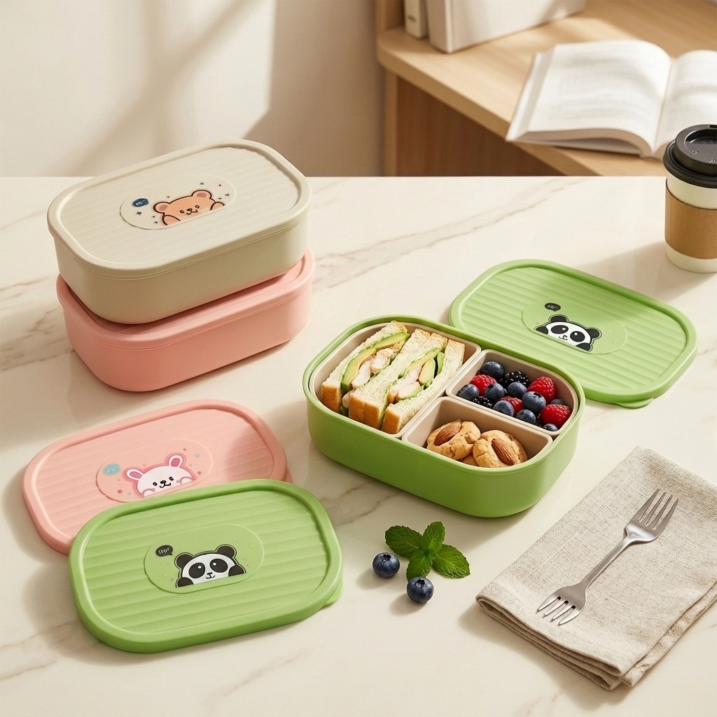 Cute Plastic Divided Lunch Box - Food Storage Safe 评论和价格