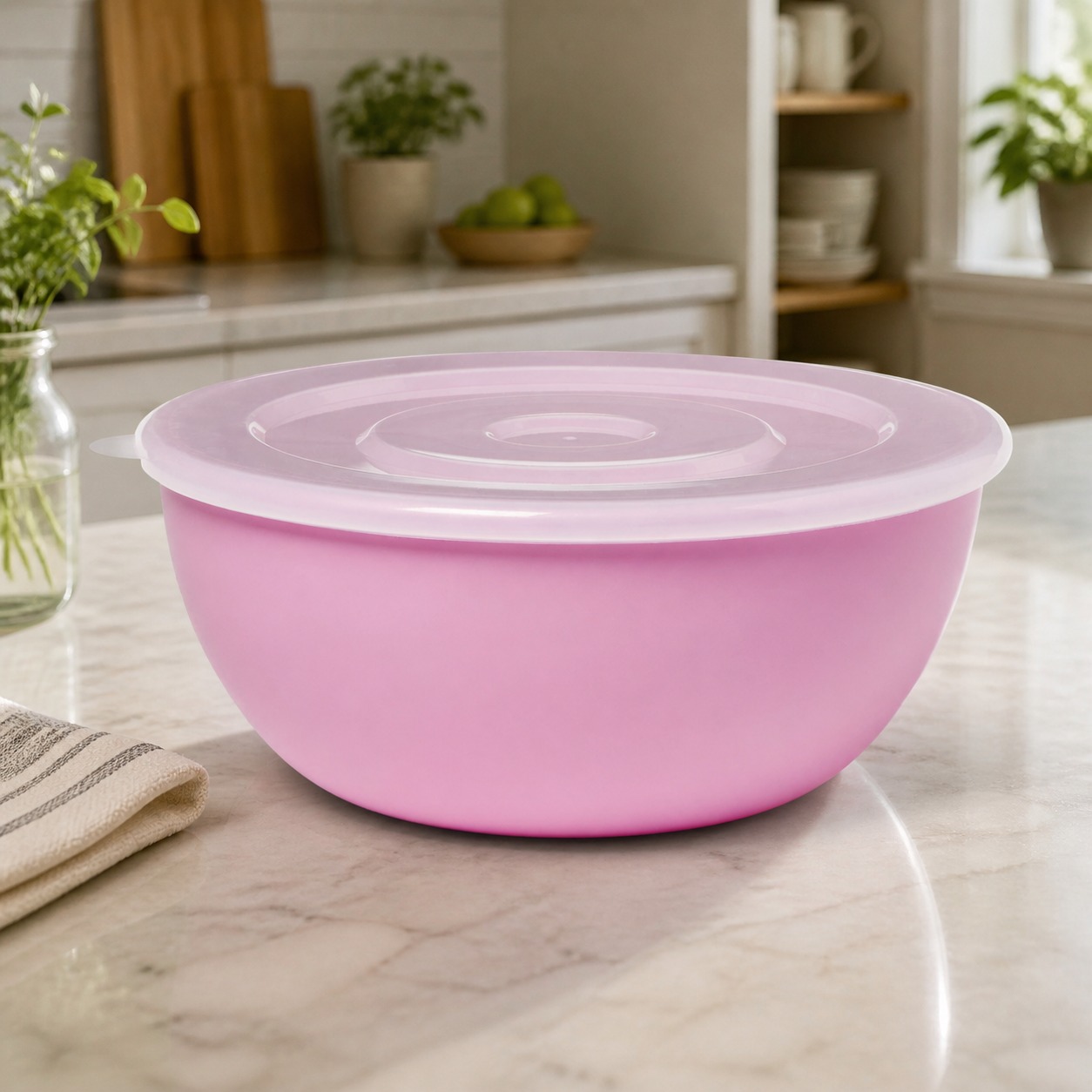 Pink Bowl With Matching Lid, D - Food Storage Prep Containers 评论和价格